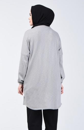 Elastic Sleeve Printed Tunic 1274-01 Gray 1274-01