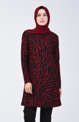 Desenli Tunik 1280-04 Bordo