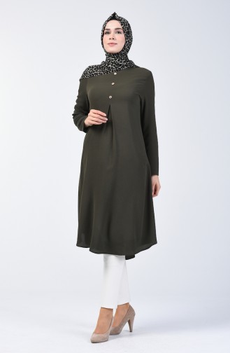 A Plisee Krepp Tunika  0119-01 Khaki 0119-01