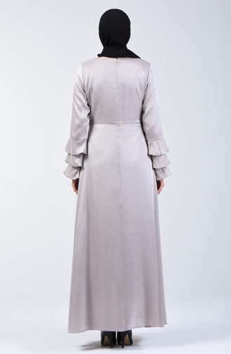 فستان جاكورد بتصميم اكمام واسعة 8165-03 لون بُني مائل للرمادي 8165-03