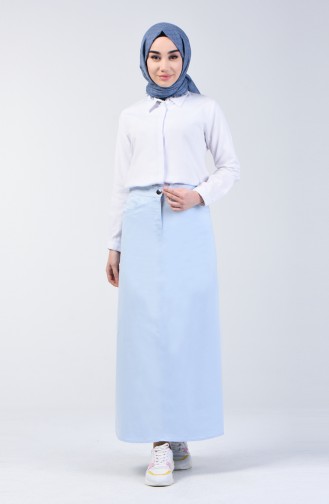 Denim Skirt with Pocket 1287etk-02 Baby Blue 1287ETK-02