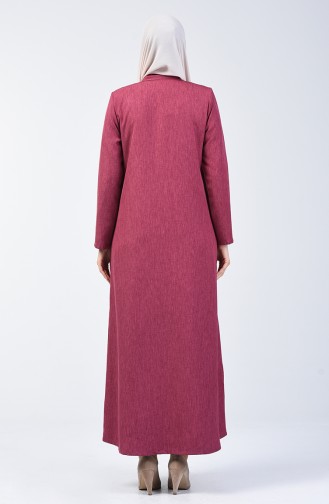 Abaya à Fermeture Col Montant 2107-02 Rose Pâle 2107-02