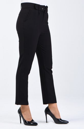 Belted Straight-leg Trousers 0909-04 Black 0909-04