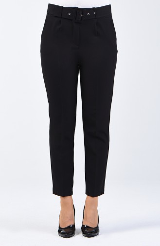 Belted Straight-leg Trousers 0909-04 Black 0909-04