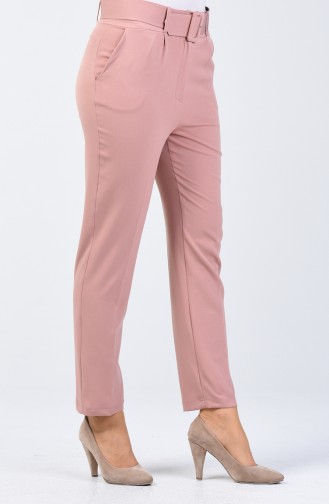 Belted Straight Leg Trousers 0909-03 Powder 0909-03