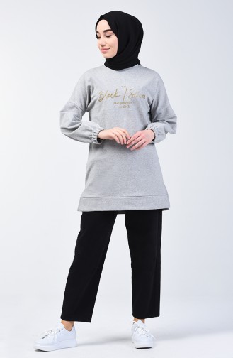 Elastic Sleeve Sweatshirt 1100-01 Gray 1100-01