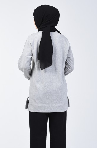Elastic Sleeve Sweatshirt 1100-01 Gray 1100-01