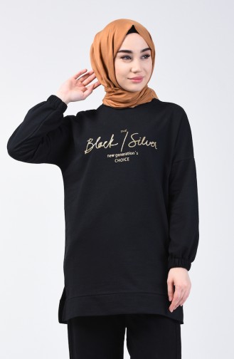 Kolu Lastikli Sweatshirt 1100-04 Siyah