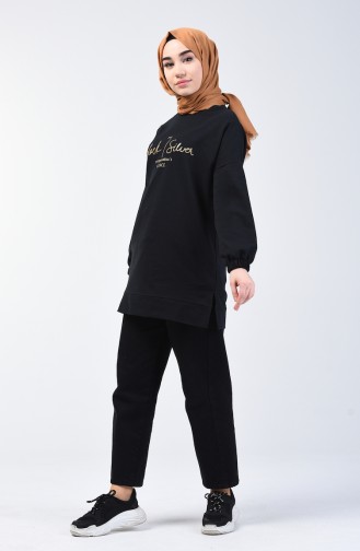 Elastic Sleeve Sweatshirt 1100-04 Black 1100-04