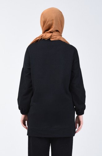 Kolu Lastikli Sweatshirt 1100-04 Siyah