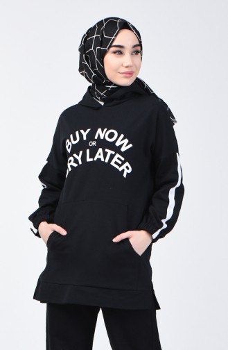 Sweatshirt à Capuche 1300-04 Noir 1300-04