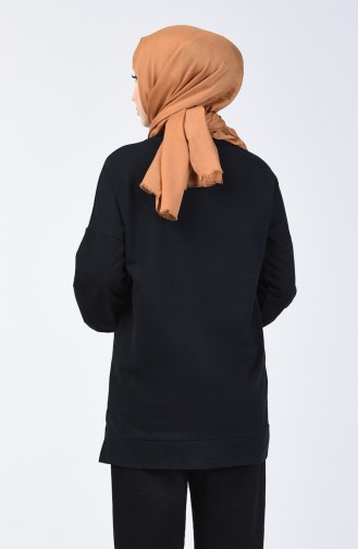 Yazı Baskılı Sweatshirt 1500-04 Siyah