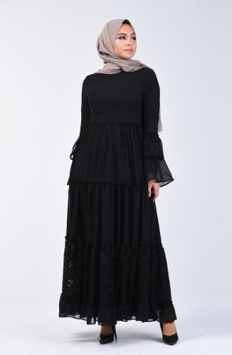 Lace Detailed Dress 81674-01 Black 81674-01