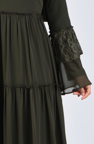 Spitzen Detailliertes Kleid  81674-02 Khaki 81674-02