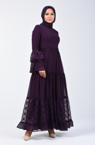 Lace Detailed Dress 81674-03 Purple 81674-03