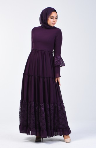 Lace Detailed Dress 81674-03 Purple 81674-03