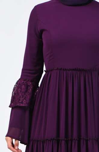 Lace Detailed Dress 81674-04 Damson 81674-04