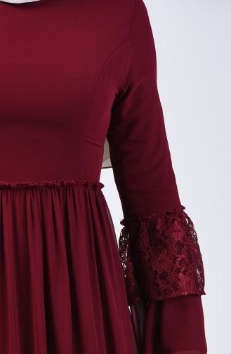 Lace Detailed Dress 81674-08 Claret Red 81674-08