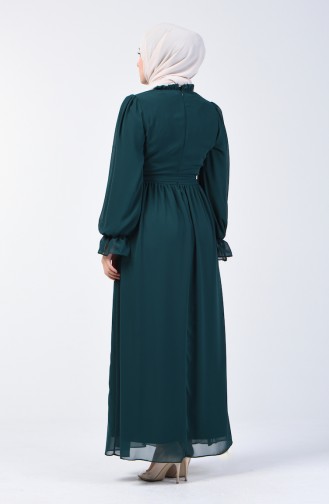 Belted Chiffon Dress 5133-01 Emerald Green 5133-01