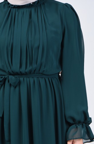 Belted Chiffon Dress 5133-01 Emerald Green 5133-01