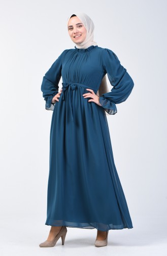 Petrol Blue Hijab Dress 5133-02