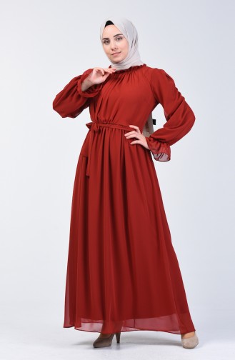 Brick Red Hijab Dress 5133-03