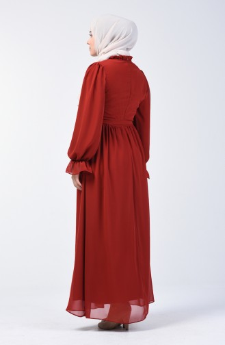 Brick Red Hijab Dress 5133-03