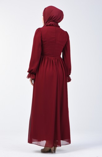 Belted Chiffon Dress 5133-05 Claret Red 5133-05