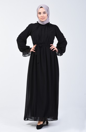 Belted Chiffon Dress 5133-06 Black 5133-06