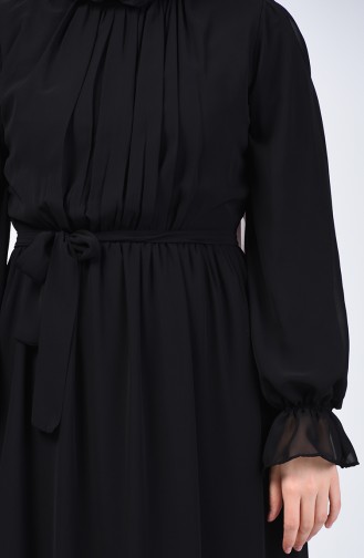 Belted Chiffon Dress 5133-06 Black 5133-06