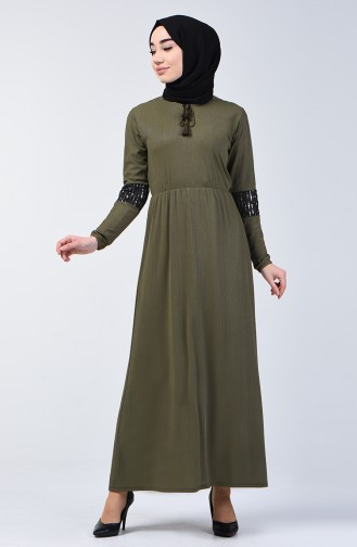 Tasseled Dress 2051-01 Khaki 2051-01