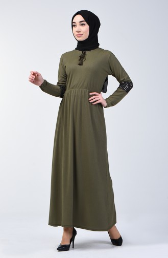 Tasseled Dress 2051-01 Khaki 2051-01