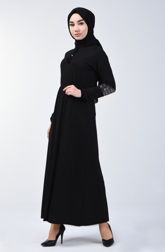 Püsküllü Elbise 2051-02 Siyah