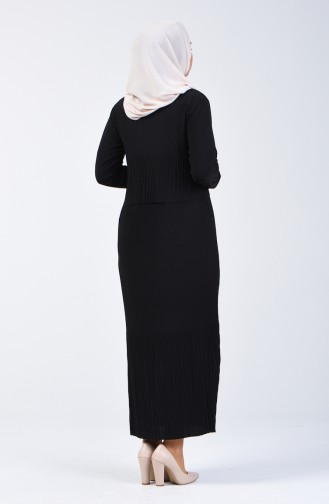 Piliseli Elbise 2054-01 Siyah