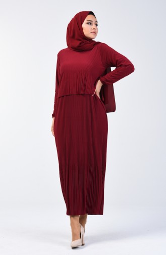 Claret Red Hijab Dress 2054-03