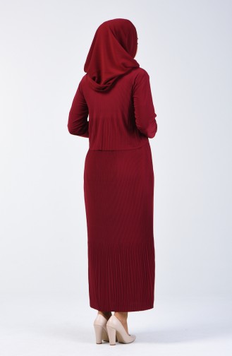 Claret Red Hijab Dress 2054-03