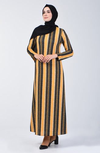 فستان منقوش أصفر 0271-03
