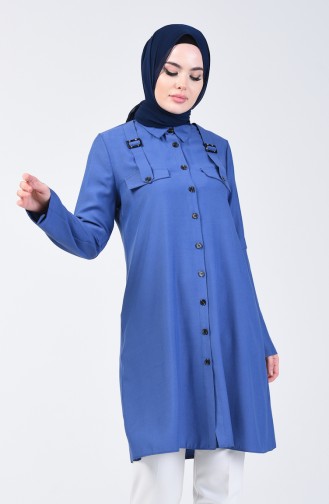 Düğmeli Tunik 1312-02 İndigo