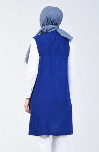 Gilet Sans Manches Tricot avec Poches 4121-23 Bleu Roi 4121-23