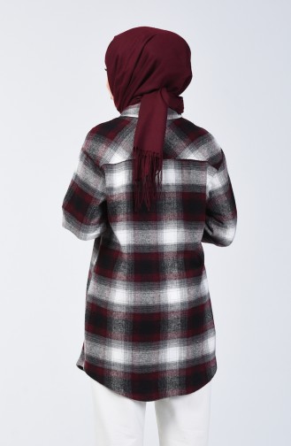 Plaid Patterned Winter Shirt Bordeaux Gray 6401-01