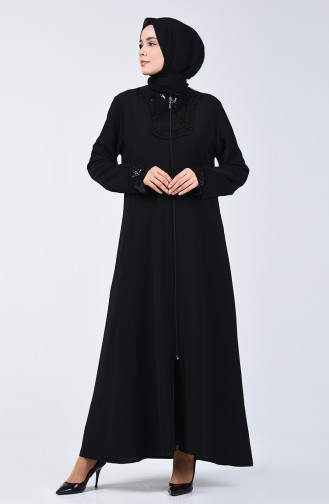 Abaya à Paillettes 1052-01 Noir 1052-01