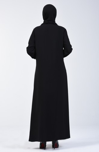 Abaya à Paillettes 1052-01 Noir 1052-01