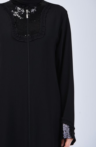 Abaya à Paillettes 1052-01 Noir 1052-01