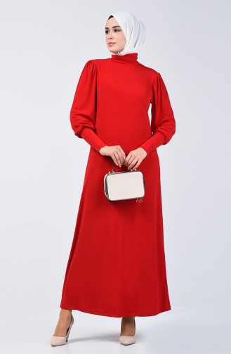 Neckband Straight Dress Red 8143-02