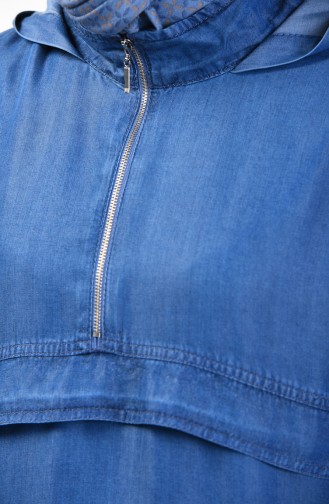 Tensel Tunika mit Reißverschluss Detail 6307-01 Jeans Blau 6307-01
