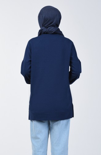 Sweatshirt à Manches Élastiques 1100-03 Bleu Marine 1100-03