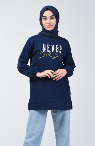 Bedrucktes Sweatshirt 1200-03 Dunkelblau 1200-03