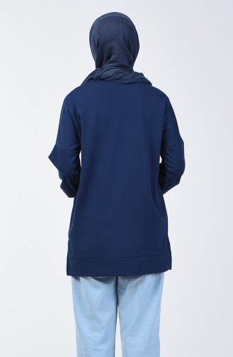 Printed Sweatshirt 1200-03 Navy Blue 1200-03