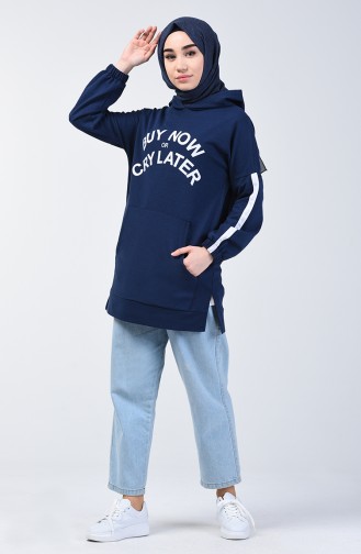 Sweatshirt à Capuche 1300-03 Bleu Marine 1300-03