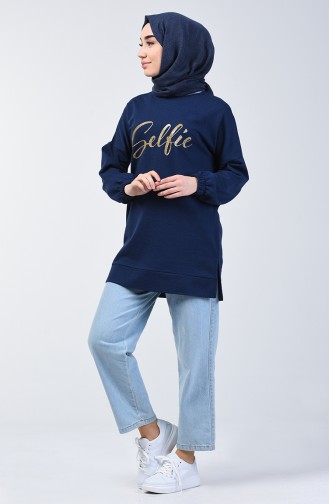 Bedrucktes  Sweatshirt  1400-03 Dunkelblau 1400-03